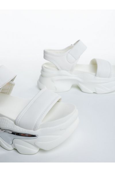 Kalapod Women's white platform sandals made of eco-leather Nehana
