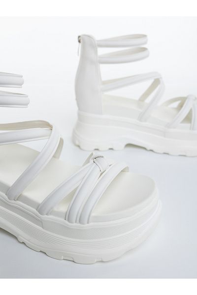Kalapod Women's white platform sandals made of eco-leather Hanata