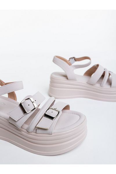 Kalapod Women's sandals with light gray platform made of organic leather Sandia