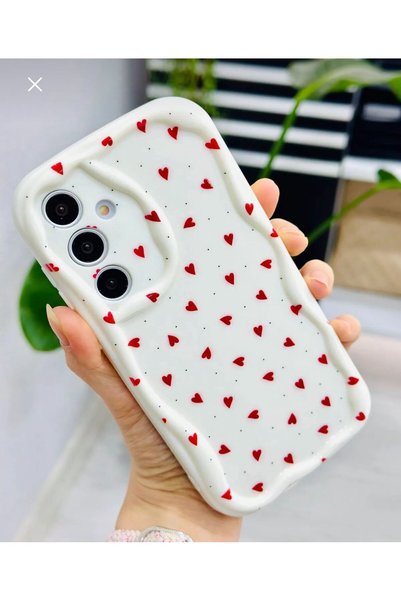 ZB Aksesuarda Moda Samsung Galaxy S25 Plus Compatible Red Hearts Printed Patterned Case
