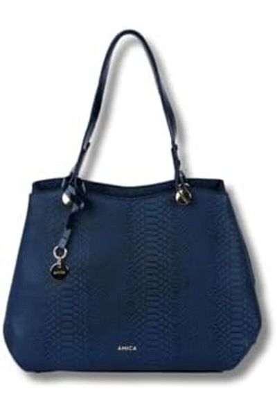 AMICA Amada Stylish Womens Top Handle Bag With Reptile Leather Texture And Metal Detailing