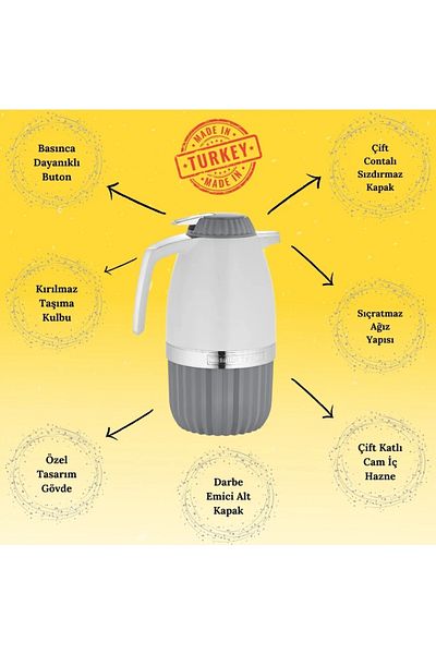 AHİR TİCARET Penguenn New Generation Glass Thermos 2 Liters