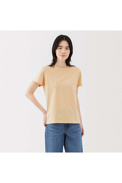 Muji تي شيرت جيرسي برقبة دائرية وأكمام قصيرة