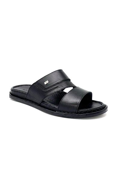 KİNDEP Kindep Tardelli Γνήσιο δέρμα Poly Light Sole Comfort Casual Ανδρικές Παντόφλες ΜΑΥΡΟ ΜΑΥΡΟ
