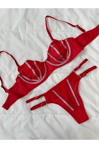 Feruzdesign Glittery Red Lori Bralet Set