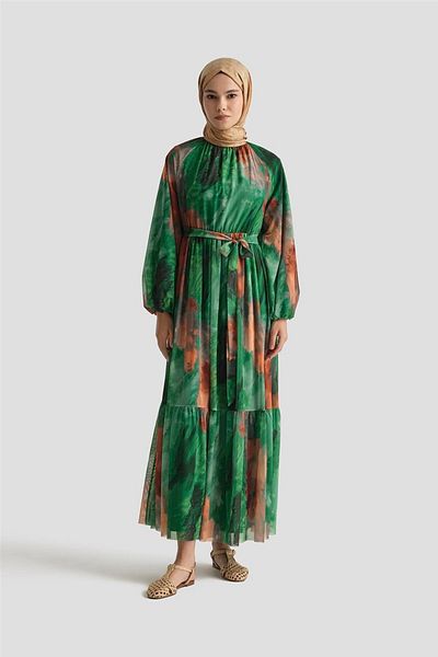 Armine Patterned Dress 25Yd4016 Green