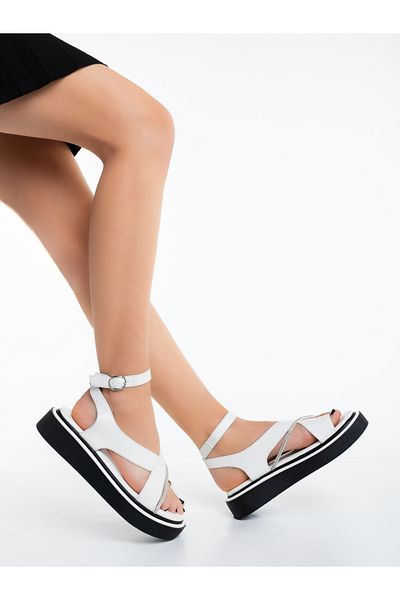 Kalapod Women's white sandals made of organic leather Melana