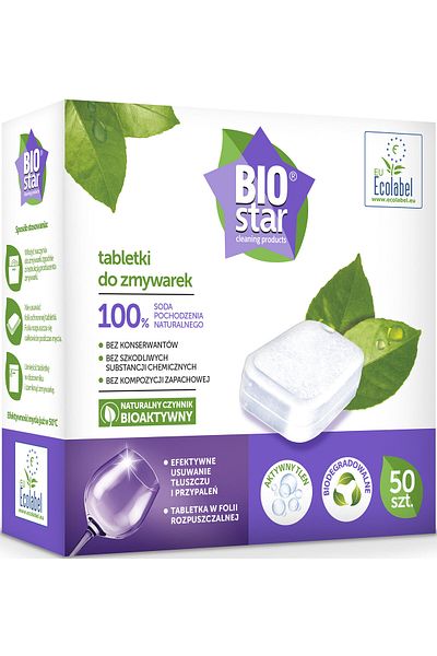 Biostar Set of 50 dishwasher tablets, Biostar, 900g, biodegradable, free of harmful chemicals