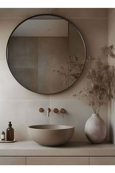 Taimi 80cm Round Wall Mirror with Black Metal Frame for Makeup, Bathroom, Bedroom, Dressing Room