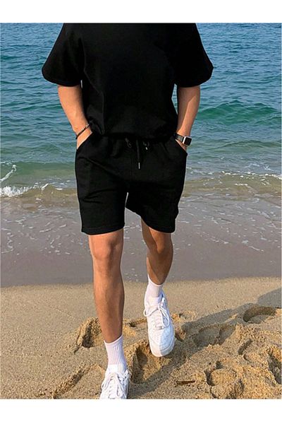 LAUSRA Men's Flexible Comfortable Wear Black Mini Cut Shorts Suitable for Beach Wear in the Sea