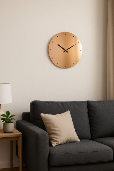 Gunesly Rose Gold Süper Aynalı Duvar Saati | Paslanmaz Metal | Modern & Şık T...