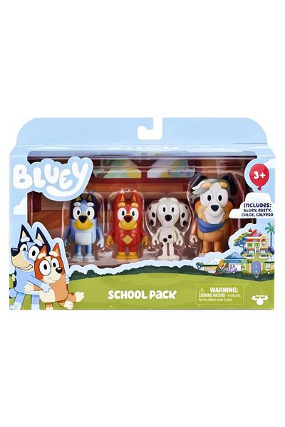 Moose Toys Set of 4 Bluey and Friends Back To School figurines