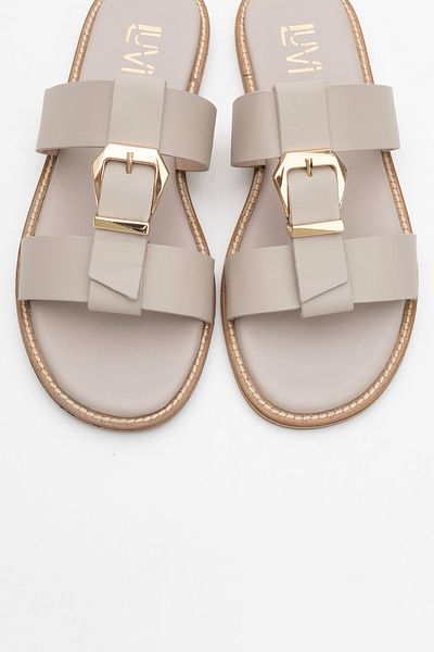 LuviShoes Γυναικείες παντόφλες SVETA Stone Skin Buckle από γνήσιο δέρμα