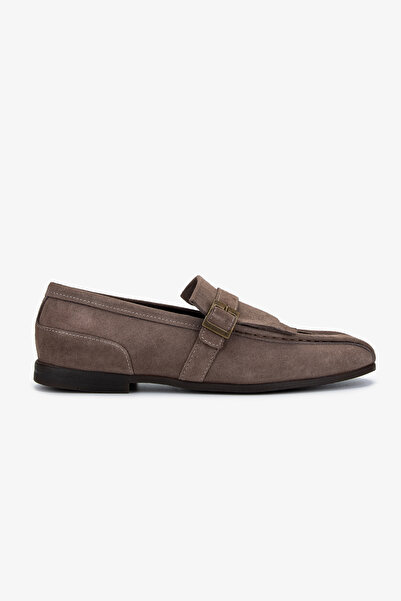 Valmenti Men's Genuine Leather Beige Suede Loafer Shoes