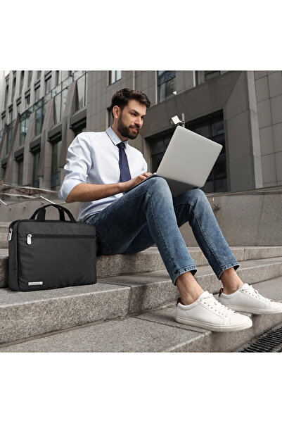 zagatto Τσάντα φορητού υπολογιστή για γυναίκες, άνδρες, 15,6 ίντσες, μαύρη, κομψή, επαγγελματική, λεπτή, 42x30x4,5 cm, ZG626