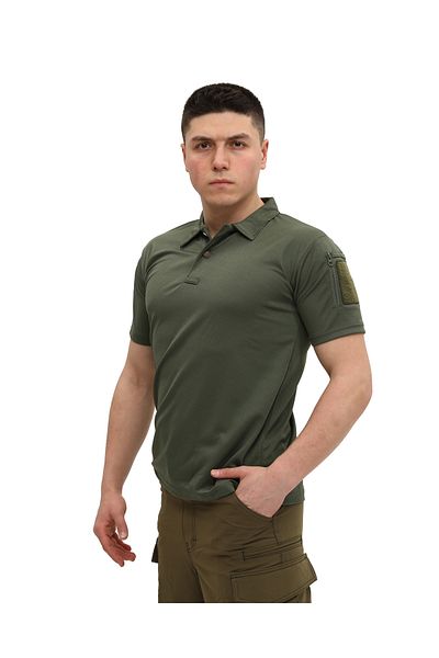 SINGLE SWORD Regular Fit Polo Neck Short Sleeve Men's Tactical Khaki T-Shirt/T-Shirt