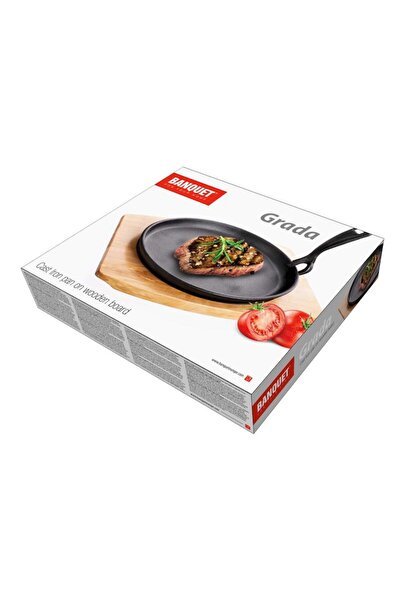 BANQUET Cast Iron Grill with Wooden Support Banquet Grada, 22 cm