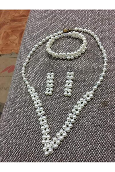 Shiklik MODA مجموعة مجوهرات نسائية أنيقة من اللؤلؤ الأبيض - تكمل أناقتك