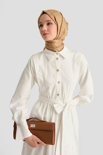 Armine Φόρεμα Shoulder Allerli Cotton 25Y9002 Λευκό