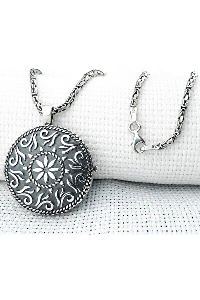 shop Yuvarlak Cevşen Muska Kabi Kral Zincir 925 Ayar Gümüş Erkek Kolye