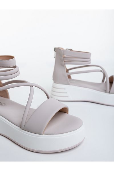 Kalapod Women's sandals with light gray platform made of eco-leather Nasada