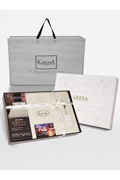 Karna Home Jakarlı Grena Yatak Örtüsü Seti
