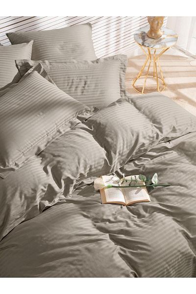 Karna Home Striped Patterned Cotton Duvet Cover Set 150X220