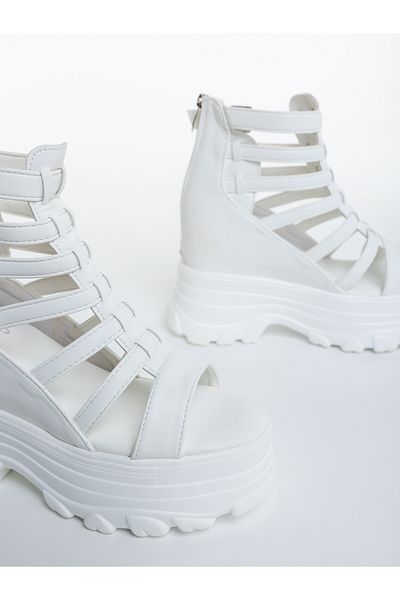 Kalapod Women's white platform sandals made of eco-leather Lahana
