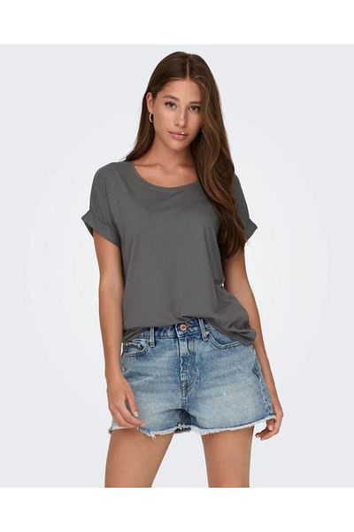 ONLY 15106662   Short Sleeve Tshirt with Shallow Collar Sleeve Fold