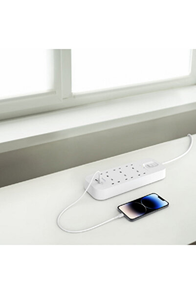 Belkin 18W 6-Way 2-USB Power Extension Surge Protector White 2m