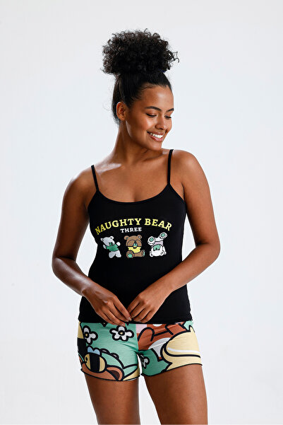 VOSSAX Women's Summer Pajama Set with Rope Strap Undershirt Shorts