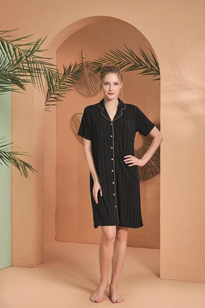PJS Women's Black Nightgown 27043