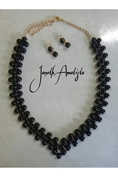 Shiklik MODA مجموعة مجوهرات اللؤلؤ الأسود الأنيقة لتعزيز أناقتك