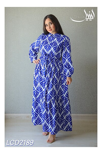 LINELLE فستان كاجوال – فستان ماكسي بلون سادة بأكمام طويلة.