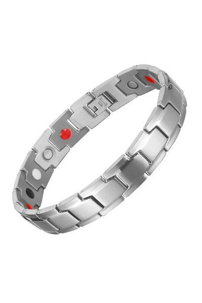 OEM BRĂȚARĂ MAGNETICĂ TERAPEUTICĂ DIN OȚEL INOX CU PASTILE DE GERMANIU | Model VS103 | 5 MAGNEȚI | 21 cm