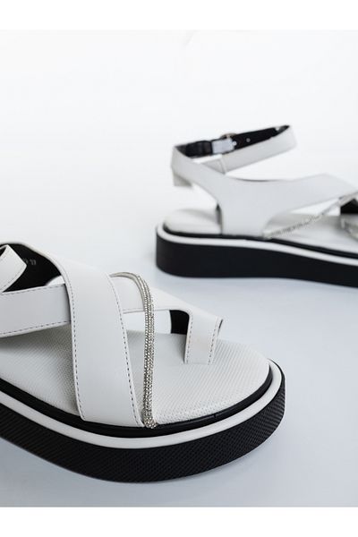 Kalapod Women's white sandals made of organic leather Melana