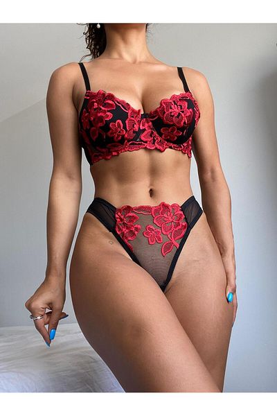 WİYONA Set sutien negru cu sârmă pentru femei