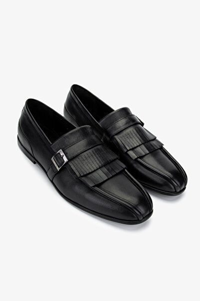 Valmenti Men's Genuine Leather Black Leather Loafer Shoes