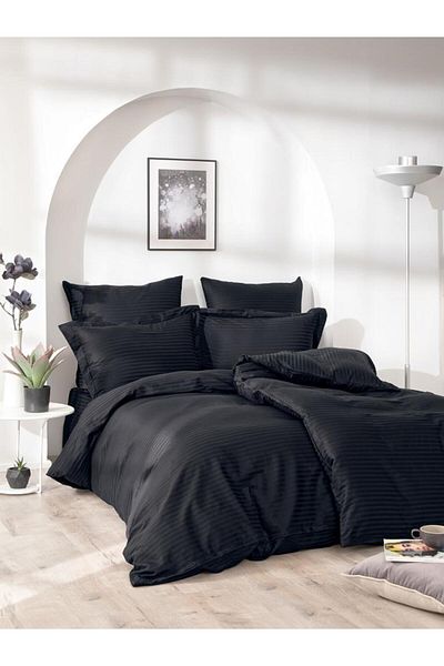 Karna Home Striped Patterned Cotton Duvet Cover Set 150X220