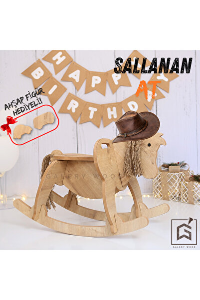 Galery Wood Ahşap Dekoratif Sallanan At, Sallanan Çocuk Oyuncak, Bebek Oyuncakları, Montessöri