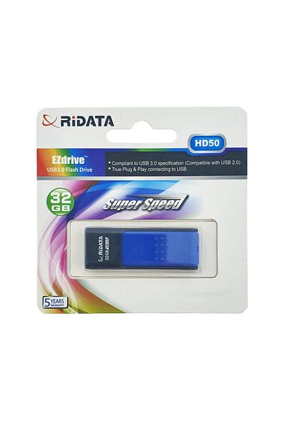 ridata USB 3.0 Flash Drive RiDATA 32GB, EZdrive HD50, retractable connector, blue