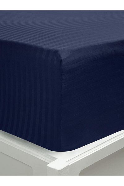 Karna Home Bed Sheet Stripe Satin Plain Elastic Double