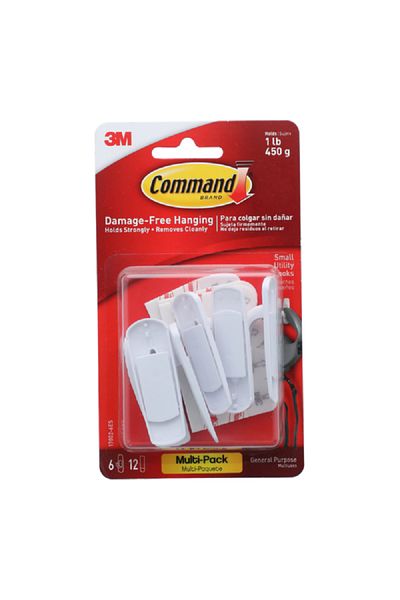 COMMAND 6-Piece Utility Hook White Small