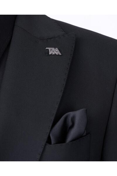 TerziAdemAltun Italian Style Slim Fit 8 Drop Jacket Vest Pants Suit Black T12730