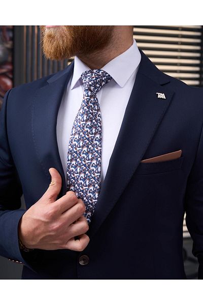 TerziAdemAltun Italian Style Slim Fit Combination Suit Navy Blue T13925