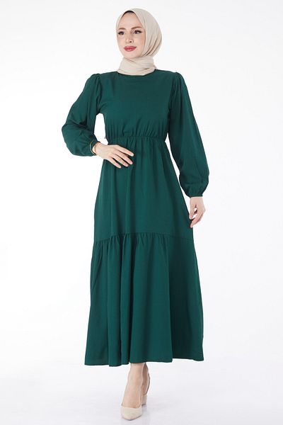 TOFİSA Lace-Up Dress Emerald - 27303