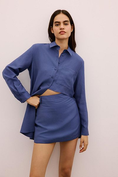 Rue Studio Fusta Mini Indigo cu centură