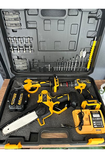 Ağaoğlu Genel Markalar 3’lü Set 18V XR Akülü Budama Makası + Mini Zincir Testere + Darbeli Matkap