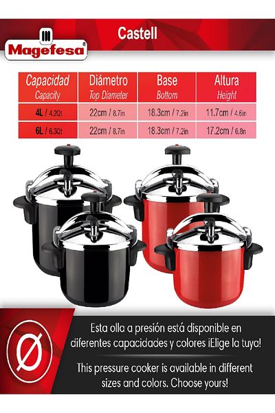 MAGEFESA Olla a Presión Castell Roja 6 L