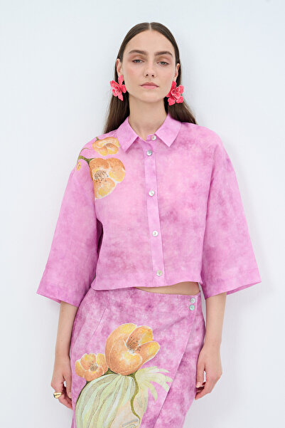 adL Desenli Keten Gömlek